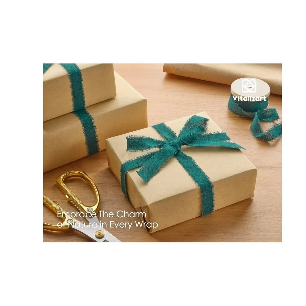 Vitalizart Forest Green Frayed Edge Cotton Ribbon 5/8